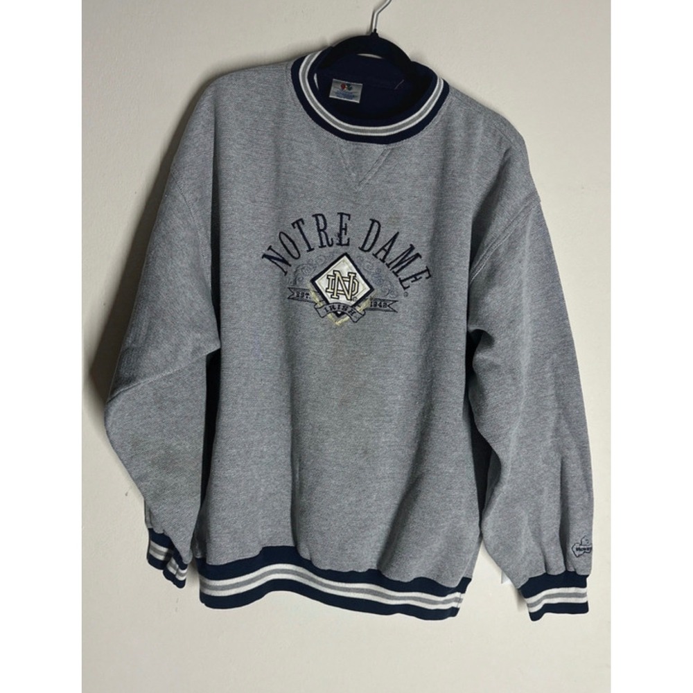 Vintage Midwest Embroidery Notre Dame Fighting Irish Crewneck Sweatshirt XL Gray